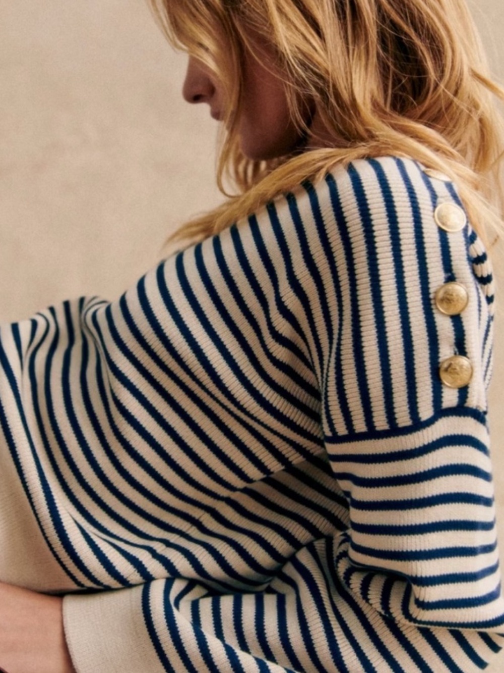 Sezane EUC Daisy Sweater Navy/Natural Sailor Stripes SZ S 🇫🇷! - Picture 2 of 9